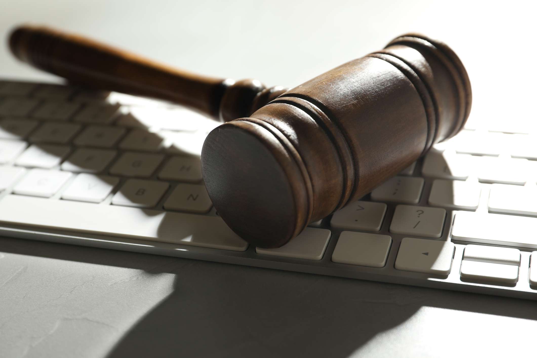 Legal gavel on laptop