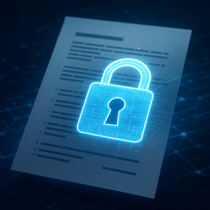 Compliance Focused checklist digital lock over document