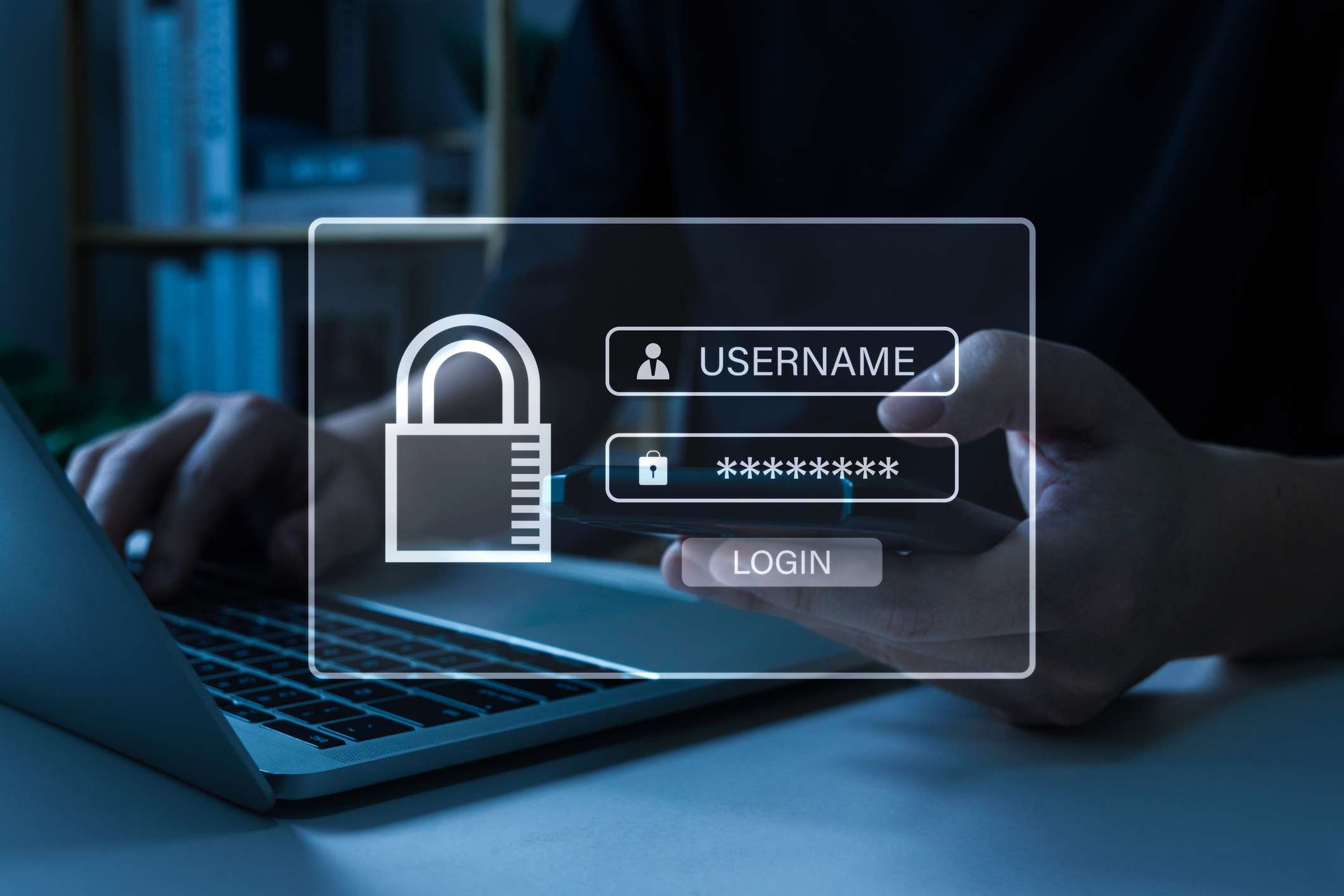 login page on laptop