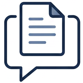 Icon of a document inside a speech bubble, representing sending or sharing a file in chat